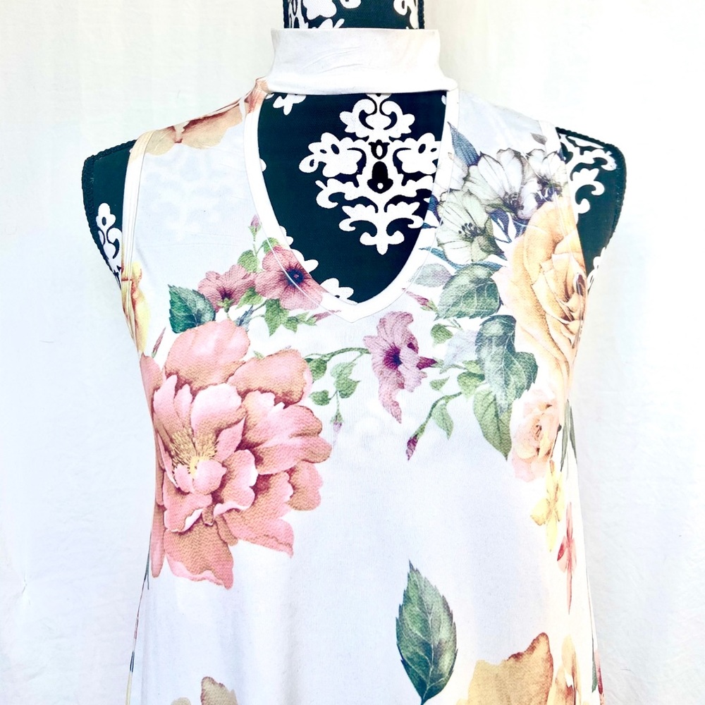 White Floral Tank Top